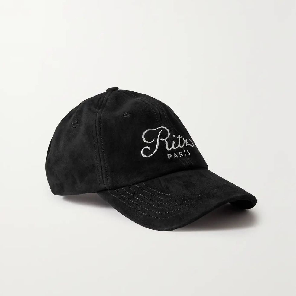 + Ritz Paris Embroidered Suede Baseball Cap