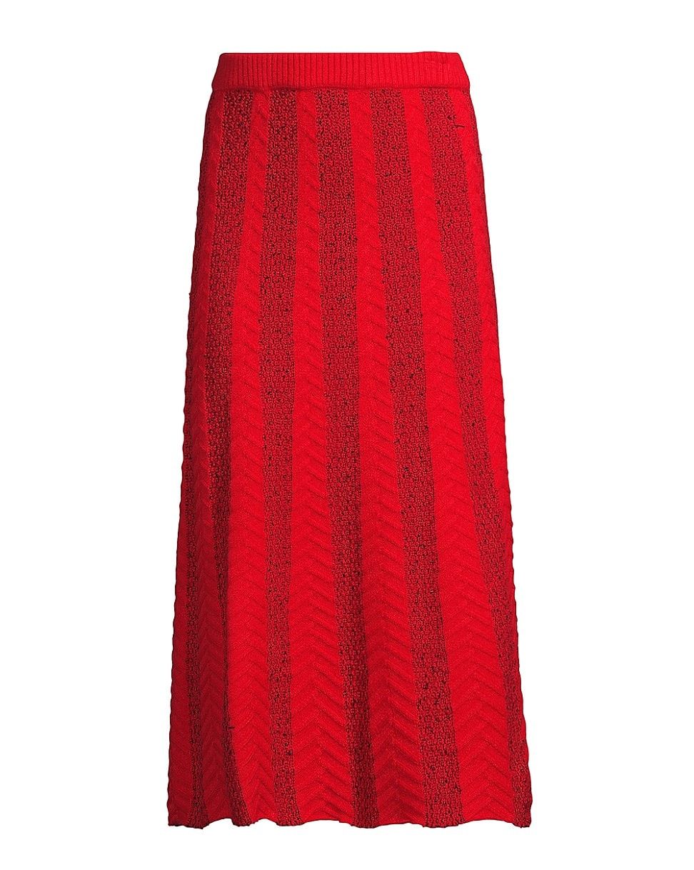 Textural Striped Knit Midi-Skirt