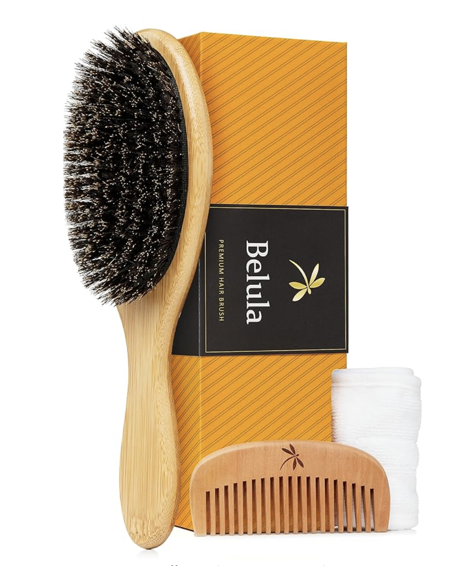 Boar Bristle Hair Brush, Curve Wave Brush, Soft Paddle Hair Brush For  Women, Natural Wave Hair Brush(brown)