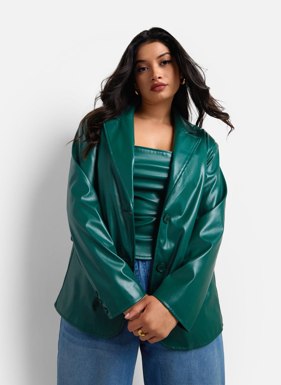 Rochelle Vegan Leather Oversized Blazer