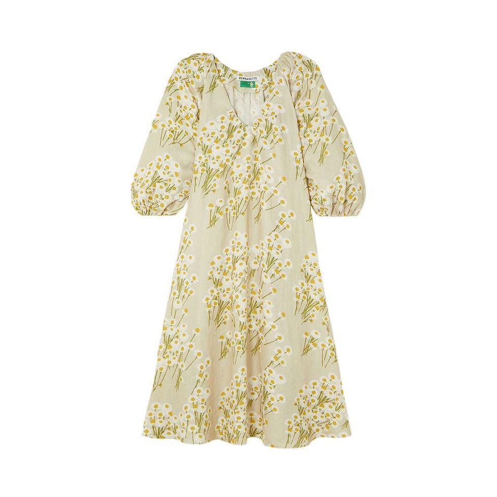 Floral-Print Linen Maxi Dress