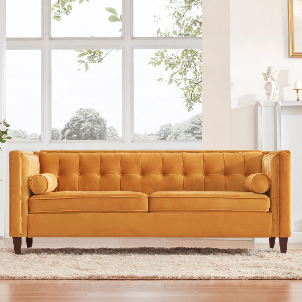 Mid-Century Velvet Sofa