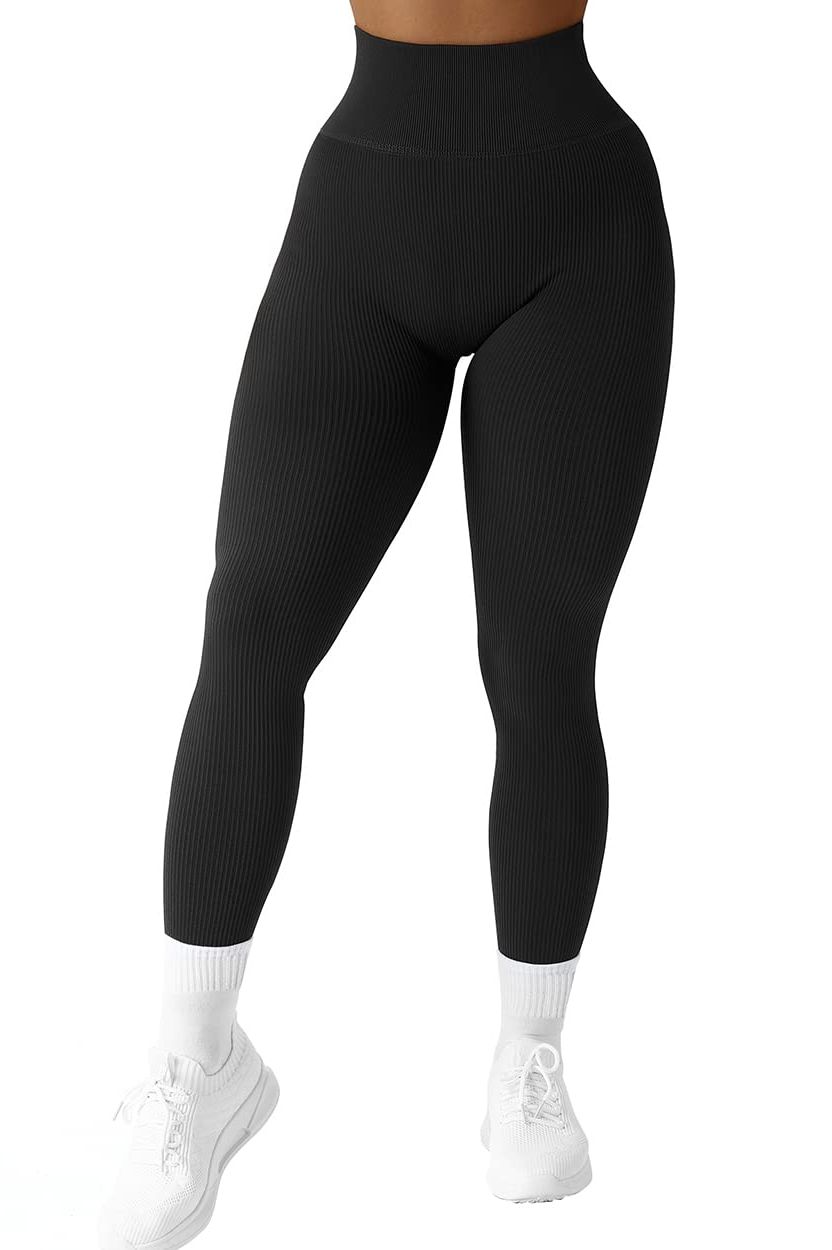 CRZ YOGA Women's Seamless Workout Leggings 25 Inches - Ribbed High