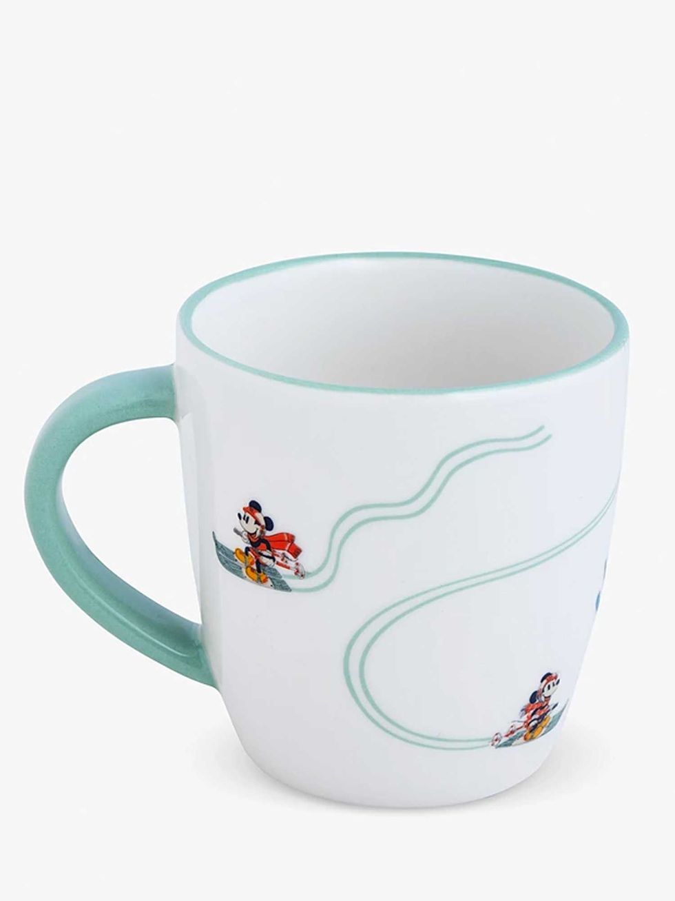  Mickey Mouse & Friends Skiing Kids' Porcelain Mug, 255ml, Green/Multi