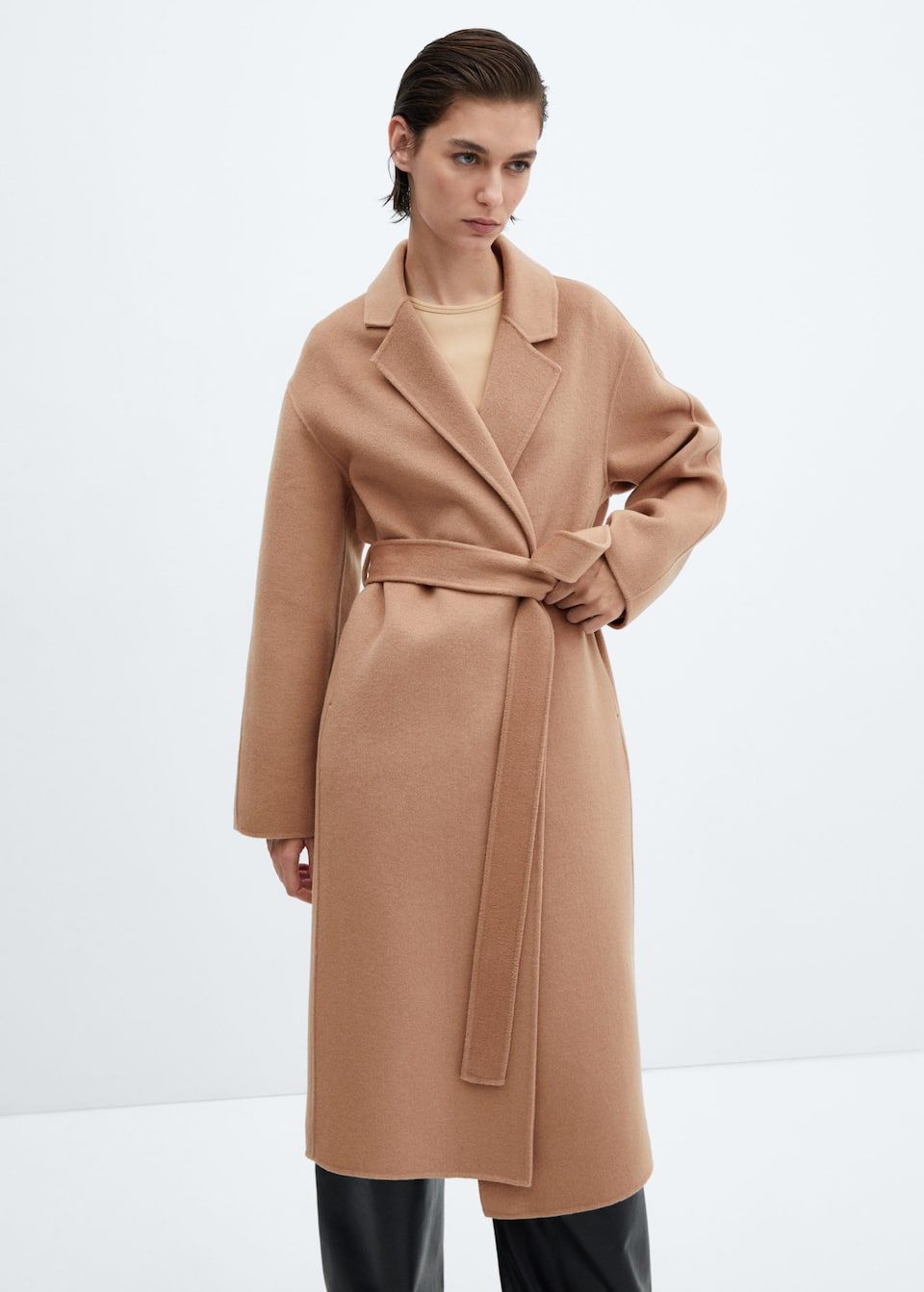 Camel coat best sale tie waist