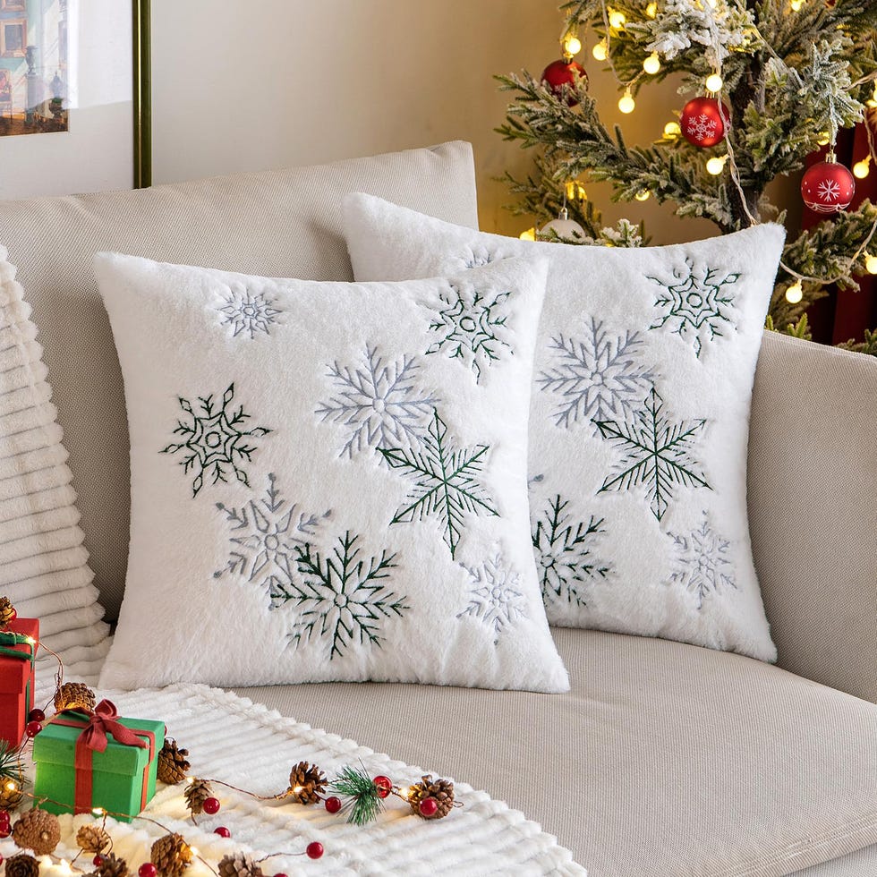 2 Fundas de cojín de Navidad: copo de nieve