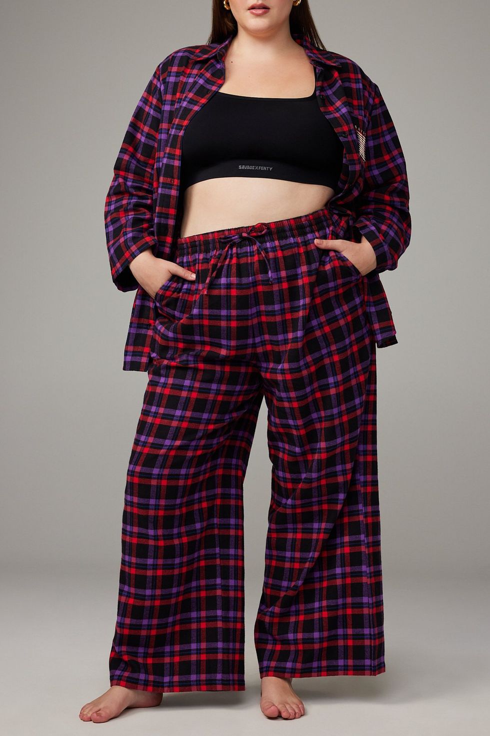 Women's 100% Cotton Super Soft Flannel Plaid Pajama/Lounge Pants, Garnet  Black Plaid, Womens Size: Large 