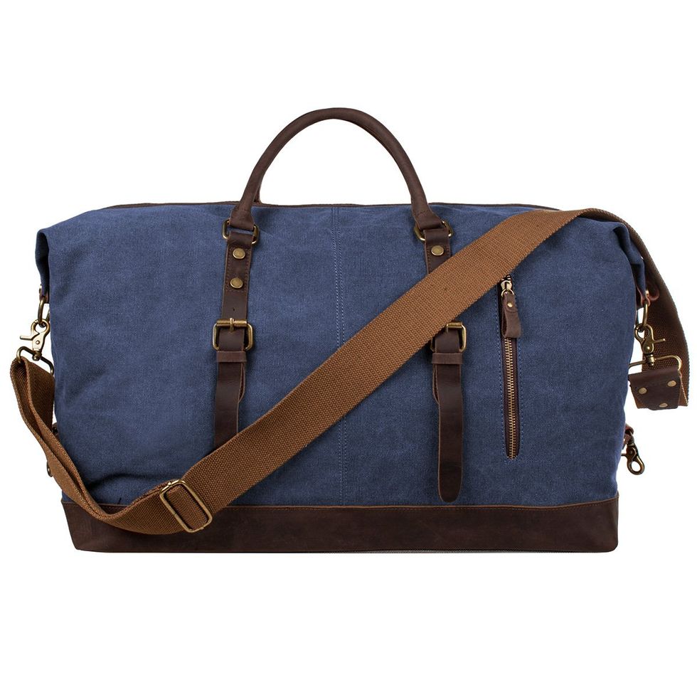 Canvas Travel Tote Luggage Men's Weekender Duffle Bag with Shoe compartment  and Toiletry Bag