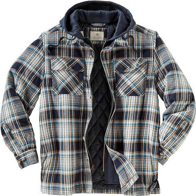 Men's Standard Hooded Shirt Jacket, Maplewood Plaid