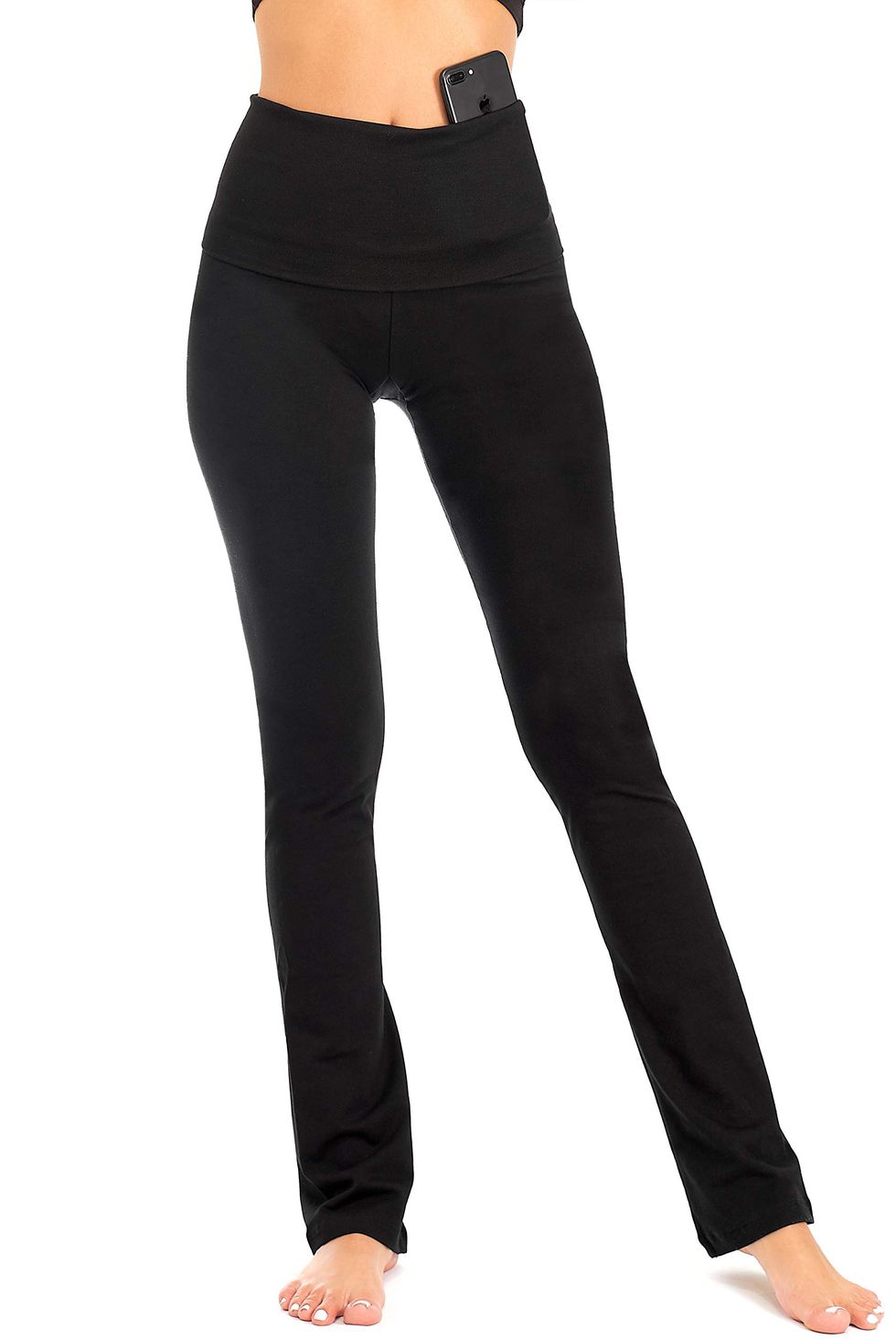 YOGA Pants Women Stretch Foldover Bootcut High Waist Slim Leggings Active  Pants