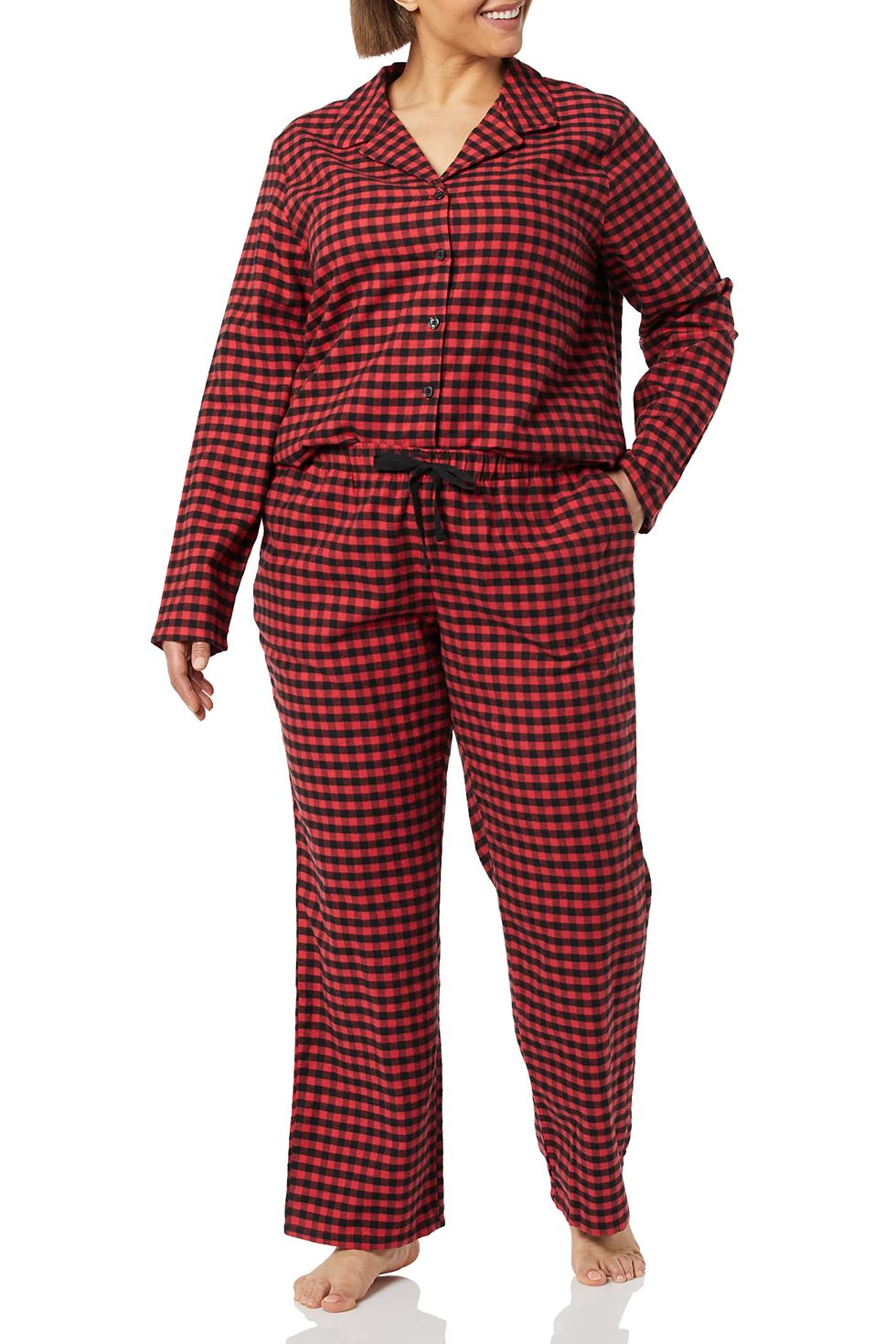 SMALL Heritage Plaid Black White VICTORIA'S SECRET Flannel Long Pajama Set  NEW