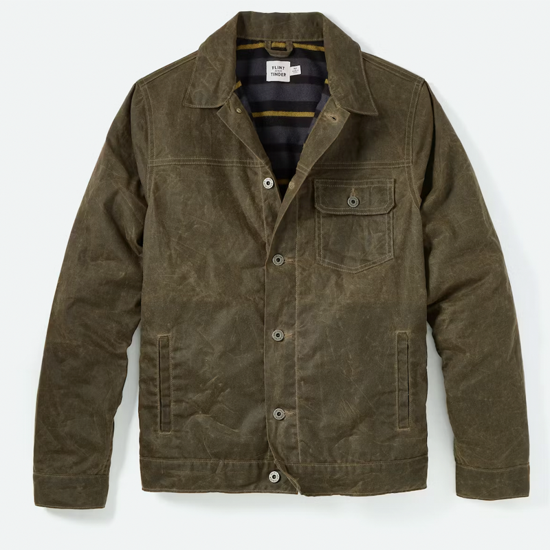 Flannel-Lined Waxed Trucker Jacket