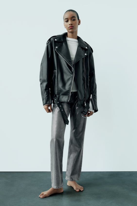 Oversized leather jacket | Leather jacket street style, Distressed leather  jacket, Washed leather jacket