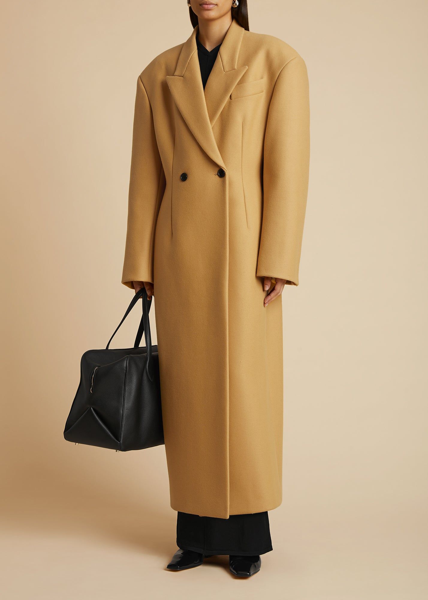 Camel wool coat outlet long