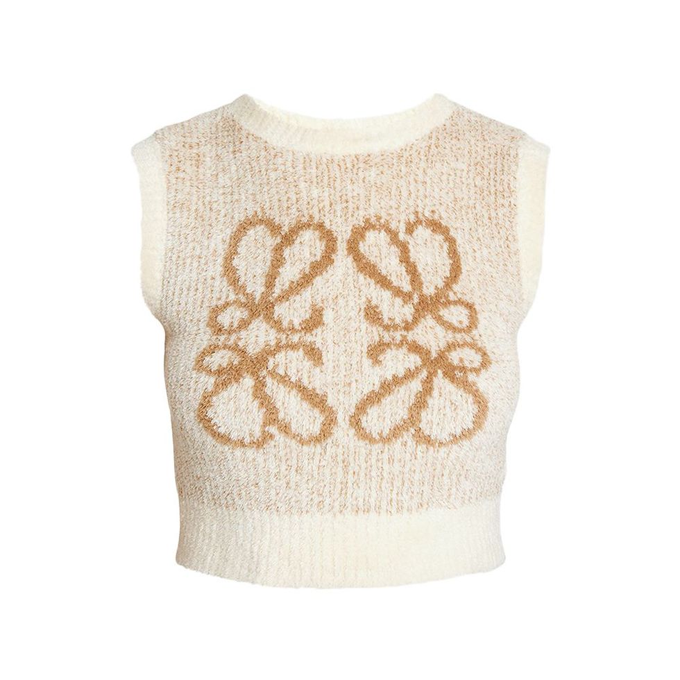 Anagram Sleeveless Crop Sweater