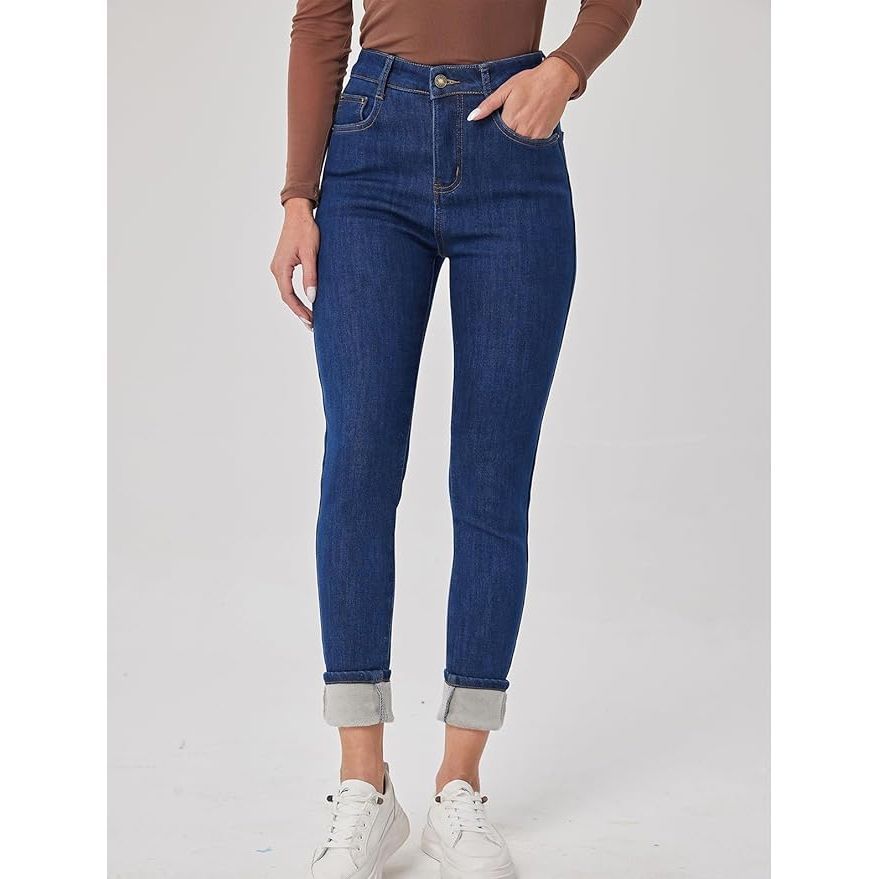 VANGULL Brand Fleece Lined Winter Jeans Women Trousers Thick Warm Jeans  Pencil Denim Pants Plus Velvet Slim Casual Female Long Jeans