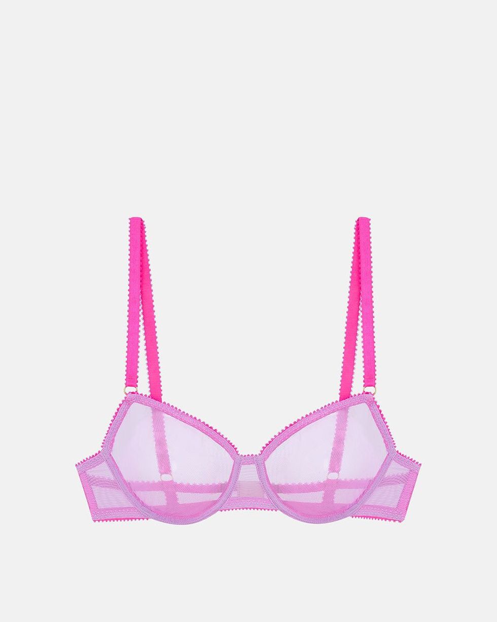 Pink Sheer bra - Lace bra - Silk Lingerie - handmade lingerie