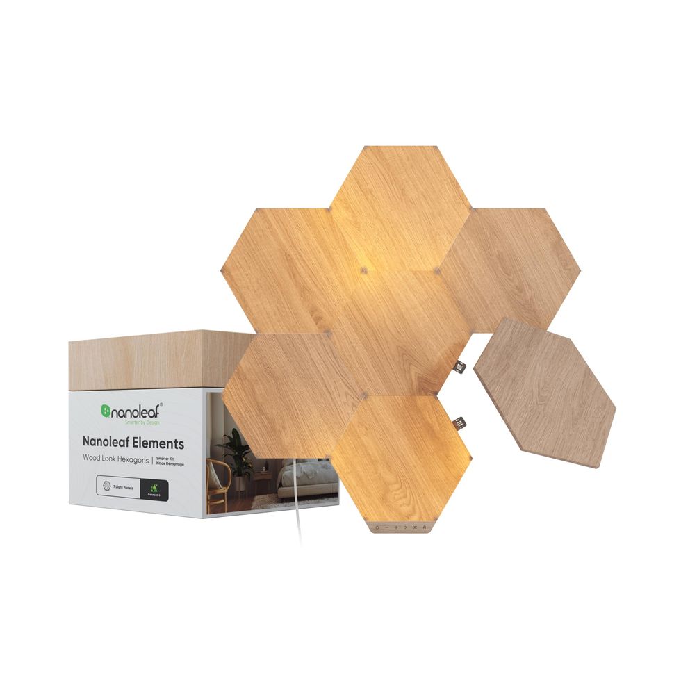Hexagon with wooden appearance of elements