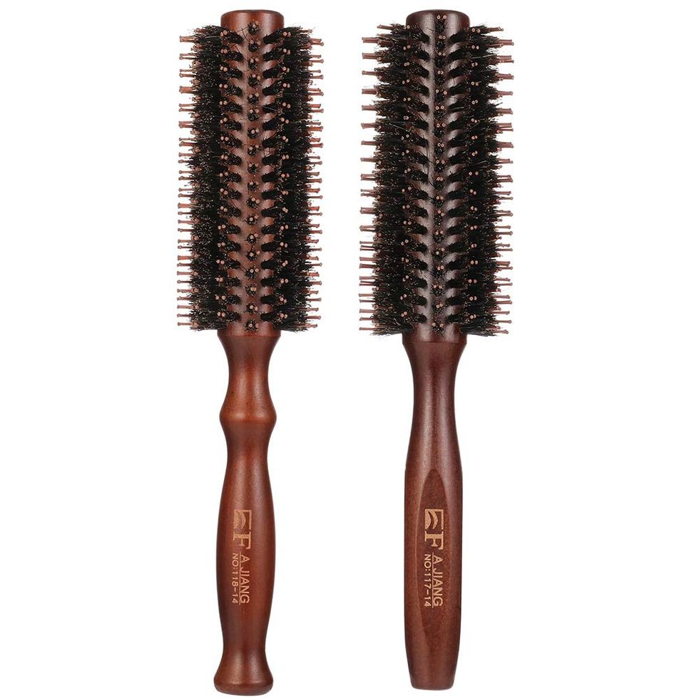 2 Pcs Round Brush Boar Bristle Round Hair Brush