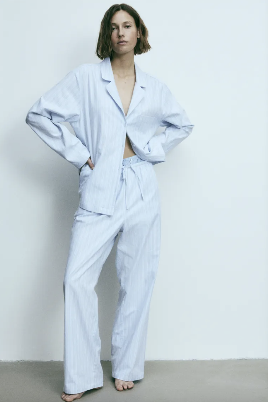 London Pyjama Top Dust Blue Silk