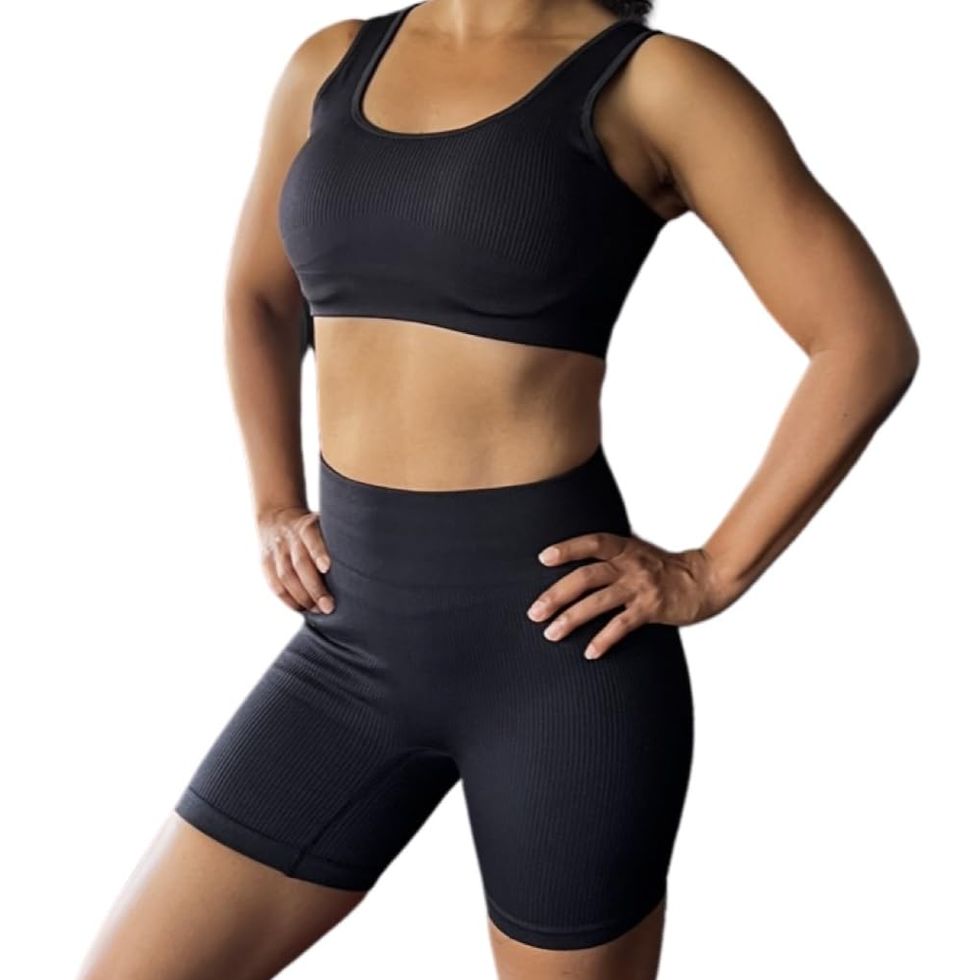 Sports Bra & Biker Shorts 2 Piece Set for Girls Women, Gym Running Lou –  Girl + Sports