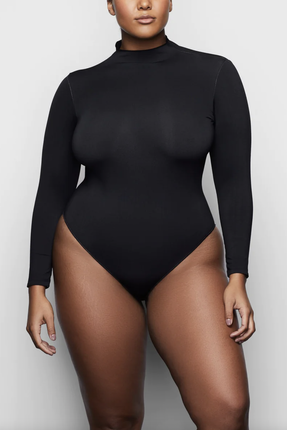 Ribbed Turtleneck Bodysuit - Black - Ladies