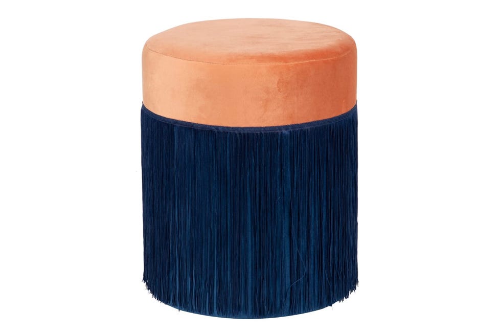 Puff bicolor con flecos