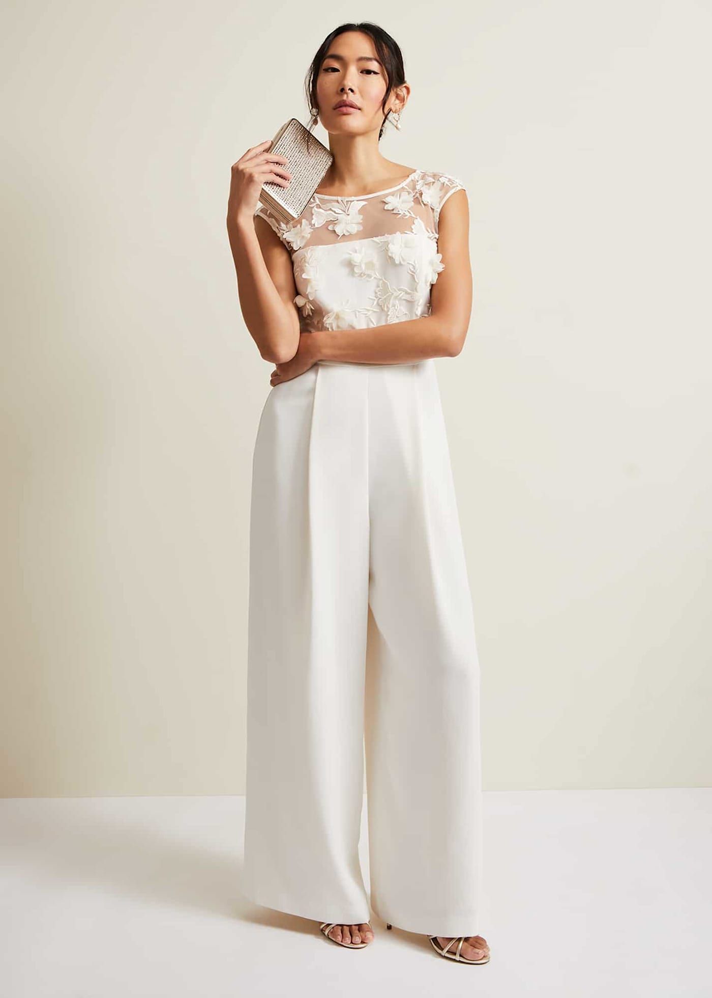 White silk outlet jumpsuit wedding