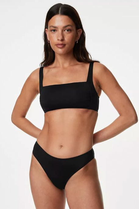 Printed Padded Scoop Neck Bikini Top, M&S Collection