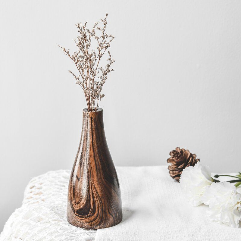 Aleshya Brown Wood Table Vase
