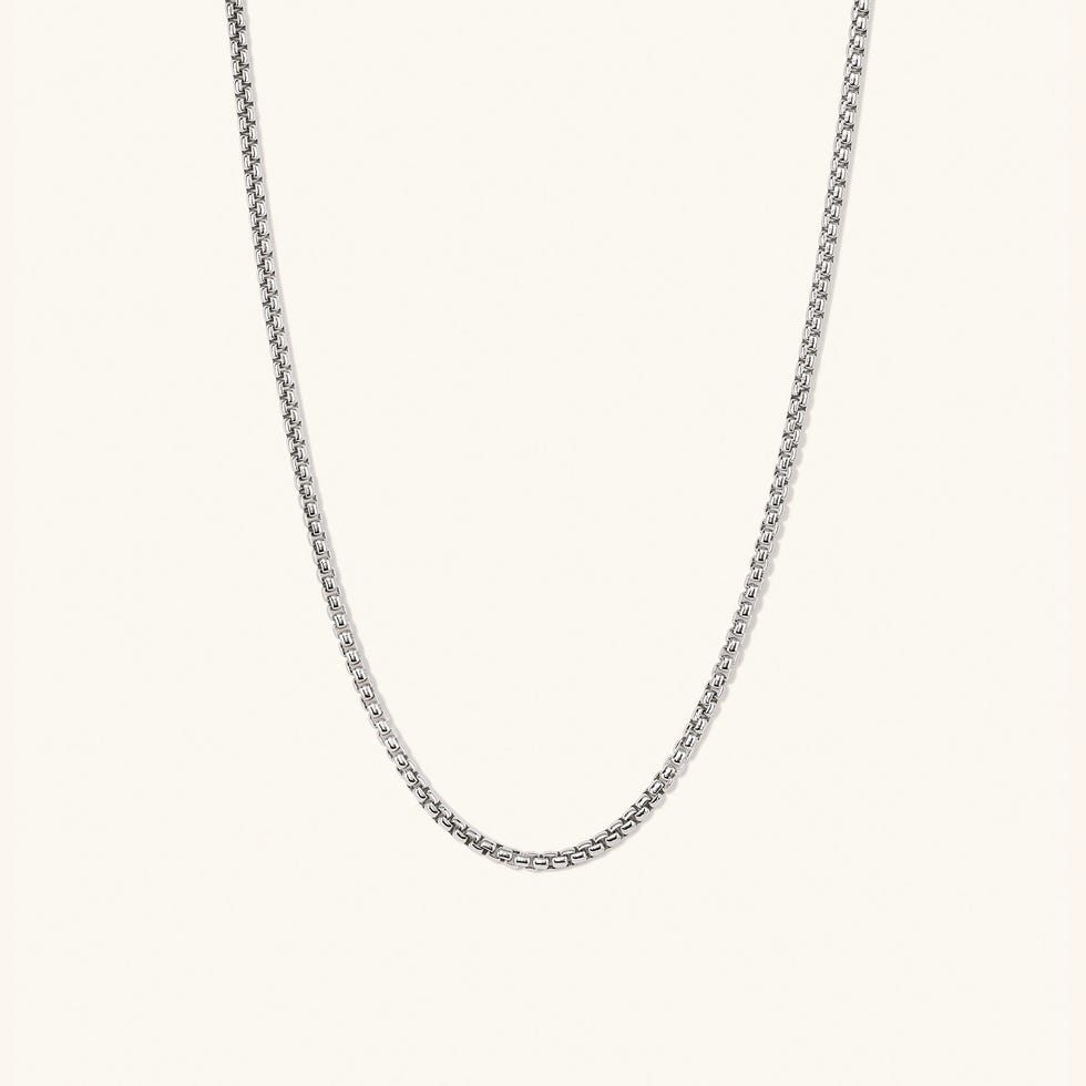 Round Box Chain Necklace Silver