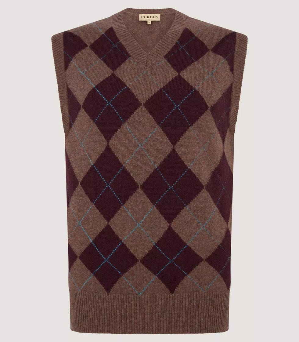 Women's Argyle Vest In Bark