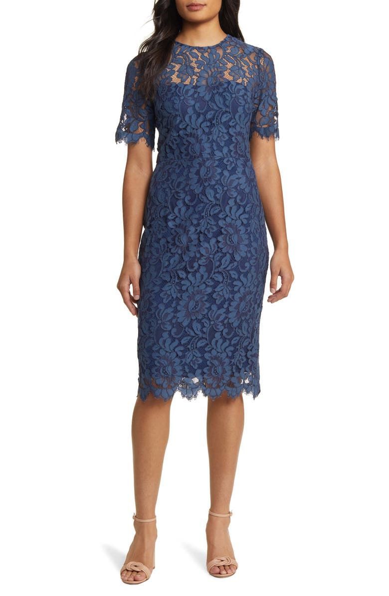 Eliza j lace hot sale yoke sheath dress