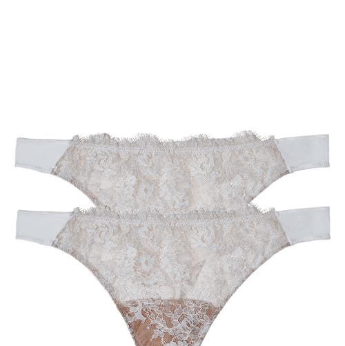 White High Waisted Strap Lace Thong