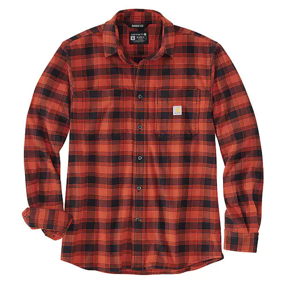 Rugged Flex Relaxed Fit Midweight Flannel Long-Sleeve Plaid Shirt