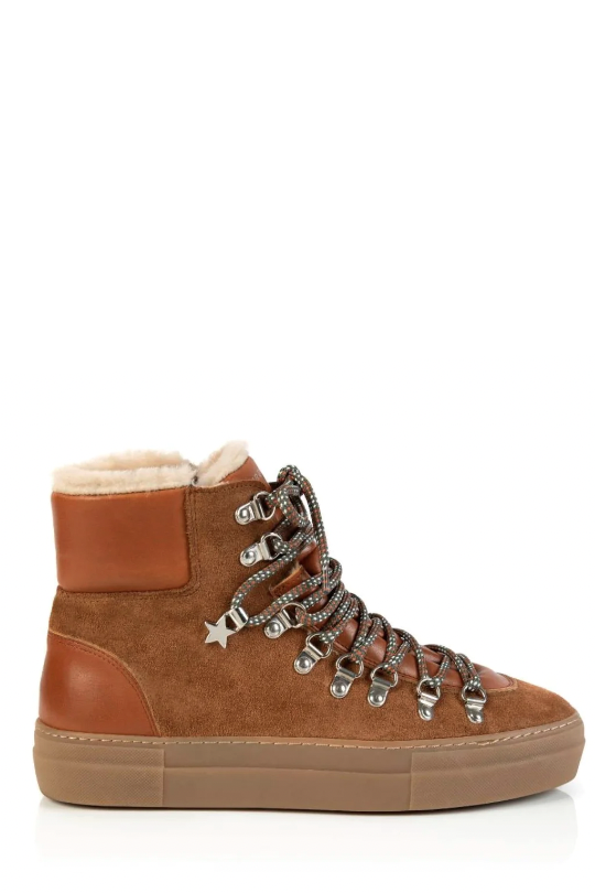 Camino Tan Suede and Shearling Boots 