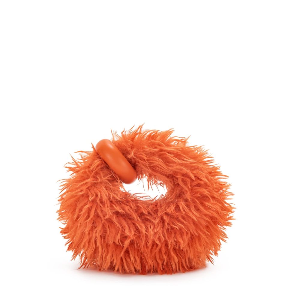 Women's Abacus Faux Fur Mini Top Handle Bag (Orange)