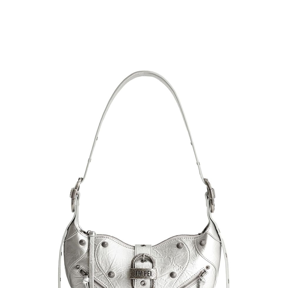 Women's Tessa Metallic Pleating Shoulder Bag - Silver