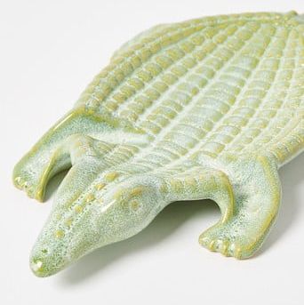 Crocodile Green Ceramic Soap Dish