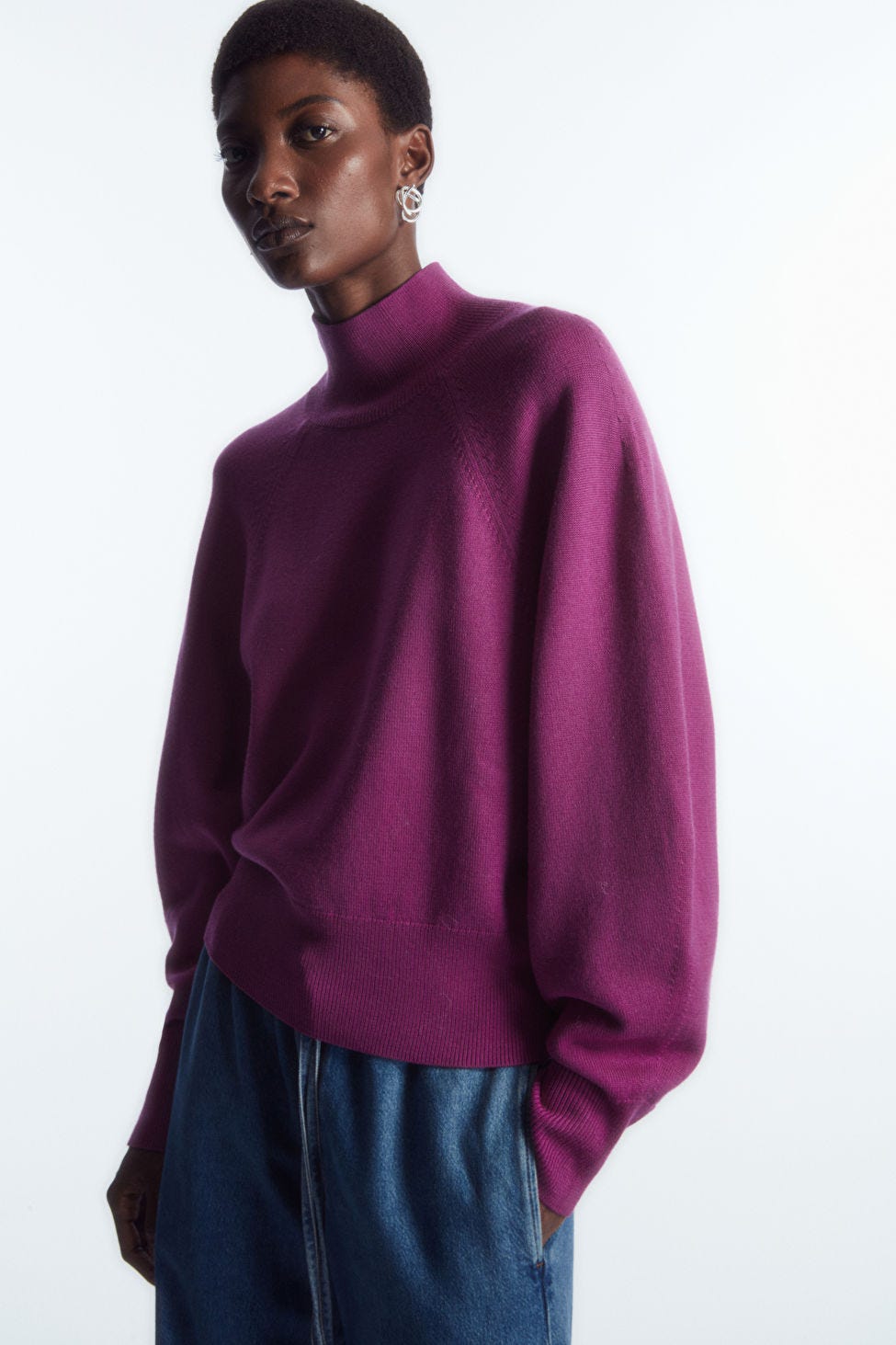 Batwing Sleeve Merino Wool Jumper
