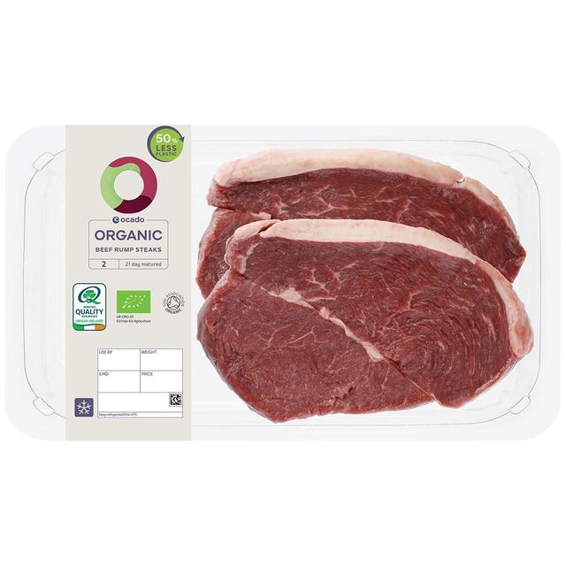 Ocado Organic 2 Beef Rump Steaks, Typically 400g