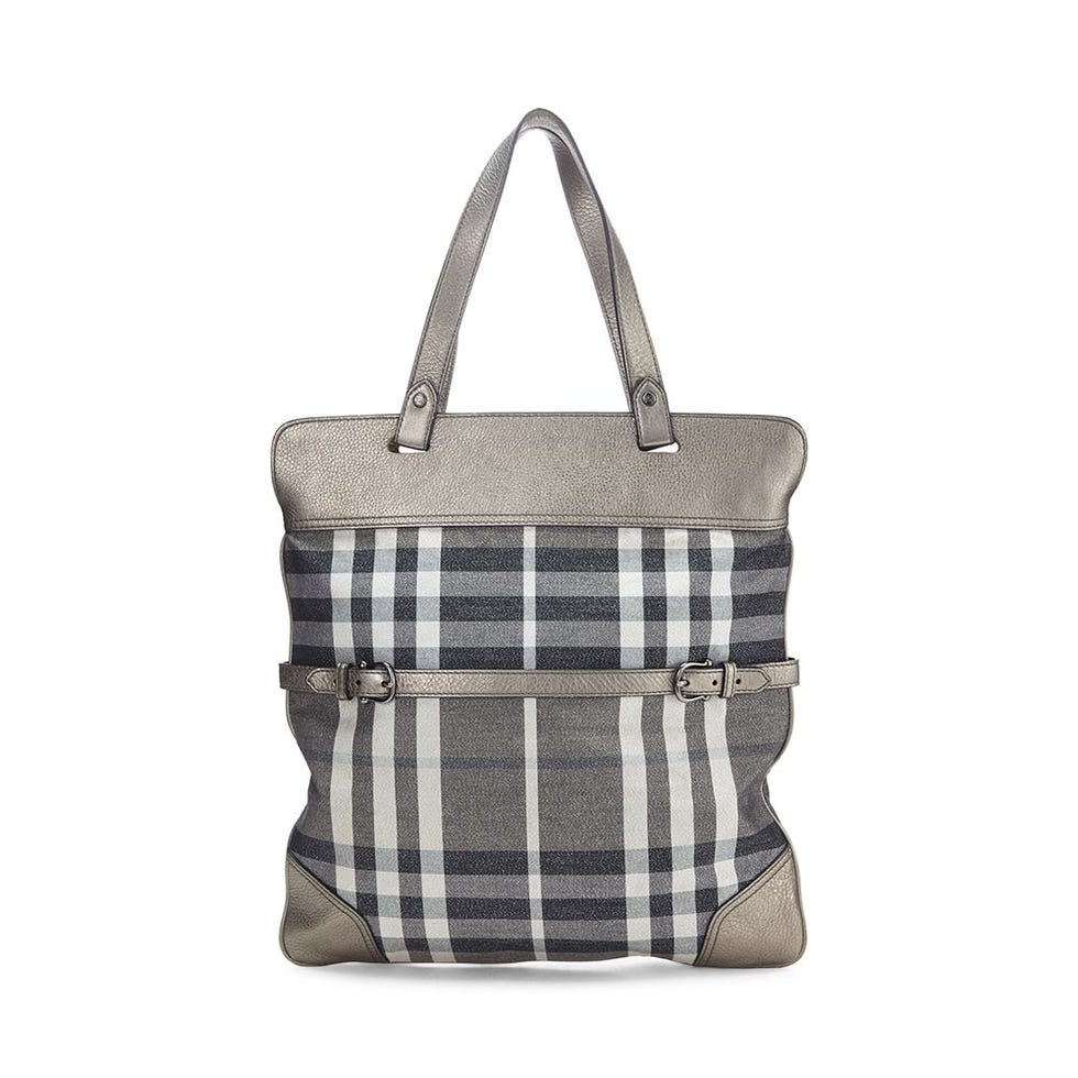 Grey House Check Canvas Shimmer Stowell Roll-Up Tote