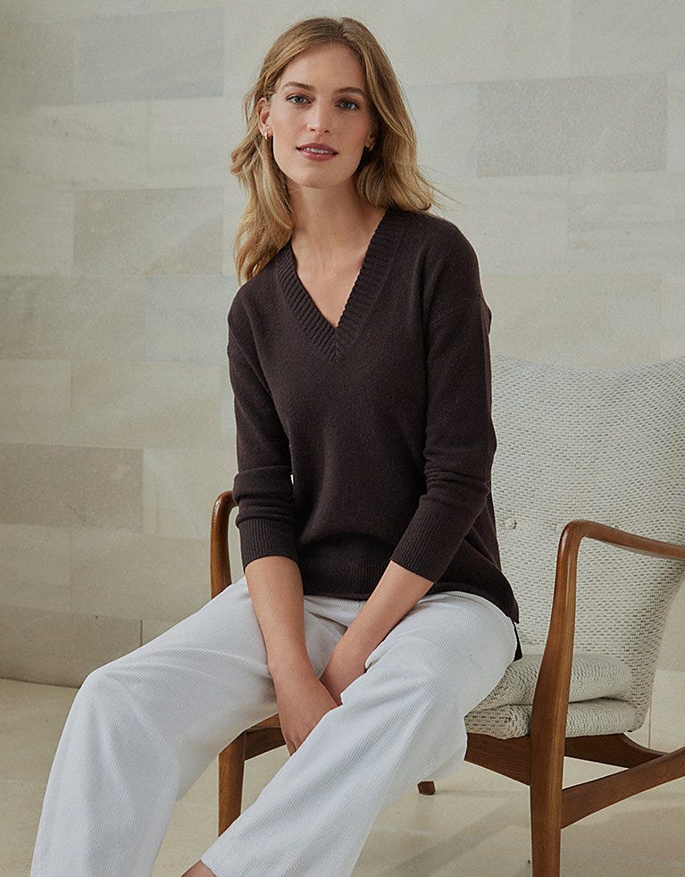 Cashmere V-Neck Jumper-£101.40