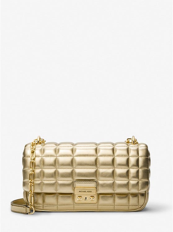 Tribeca Large Metallic Quilted Leather Shoulder Bag