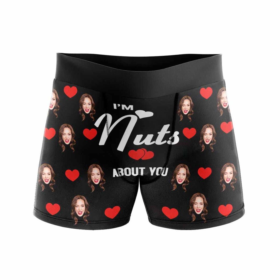 Custom Face Boxer Briefs for Men "I'm Nuts About You"