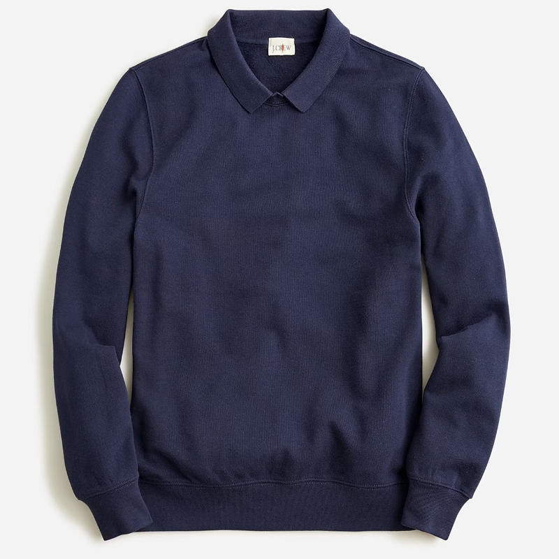 Piqué Fleece Collared Sweatshirt