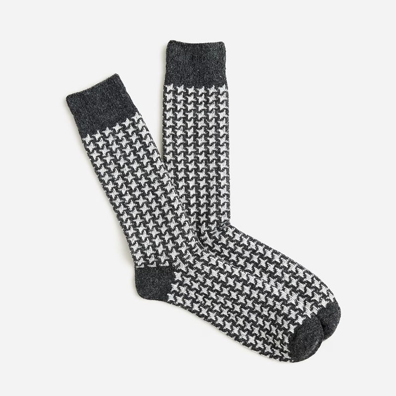 Wool-Mix Houndstooth Socks
