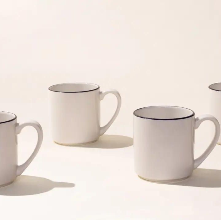Williams Sonoma Pantry Essentials White Coffee Mugs with handle Set of 4