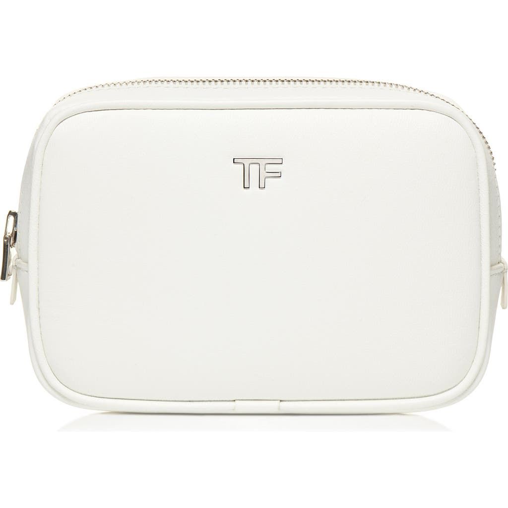 White leather makeup online bag