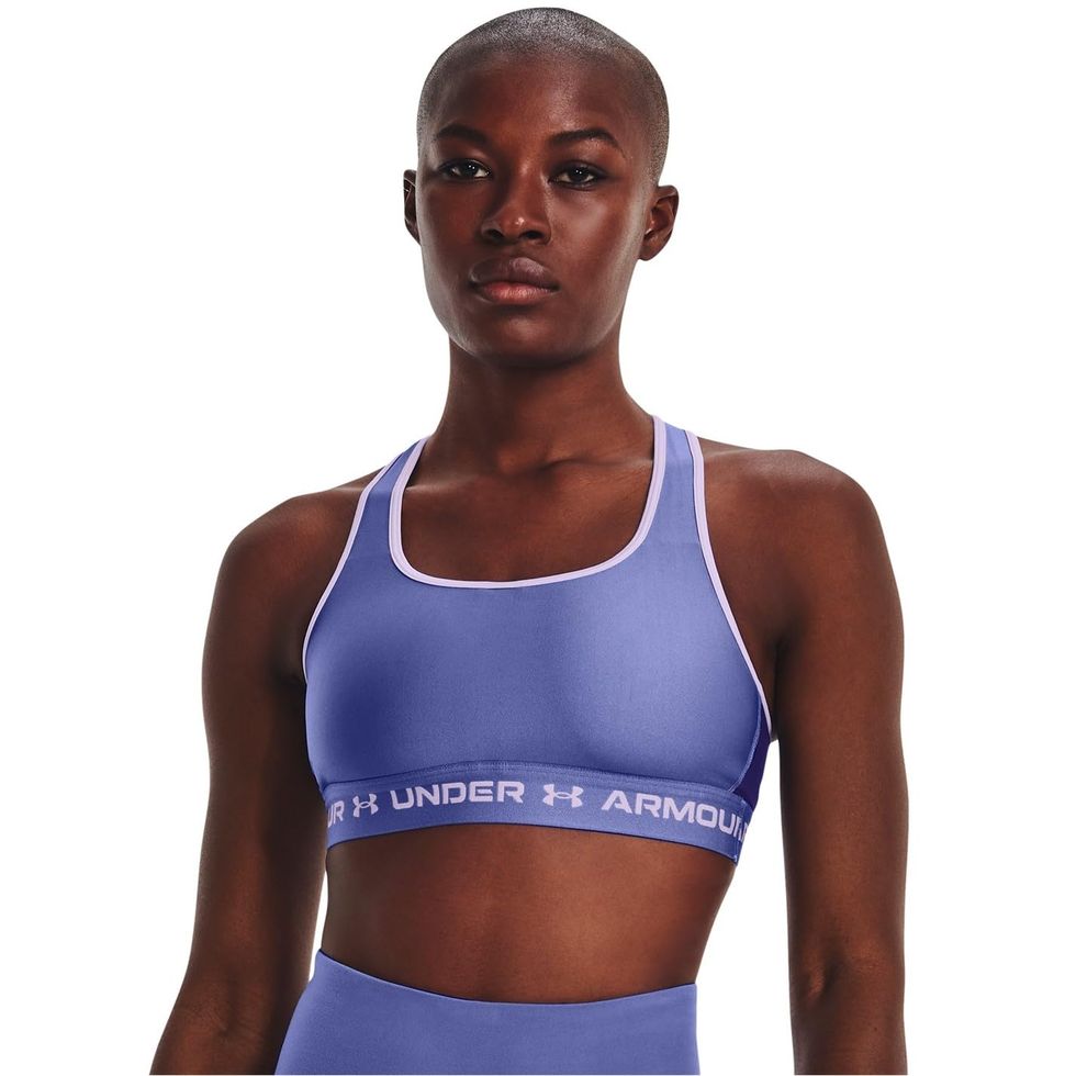 Under Armour Women Armour Mid Keyhole Graphic, Women's Compression Sports  Bra, Running Bra with Racer Back Design and High Shine Logo : :  Fashion